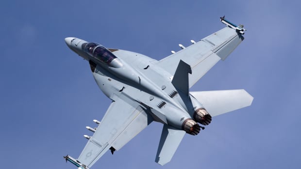 F/A-18 fighter jet in air.