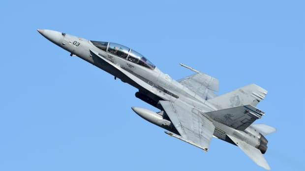 F/A-18 Super Hornet in air.