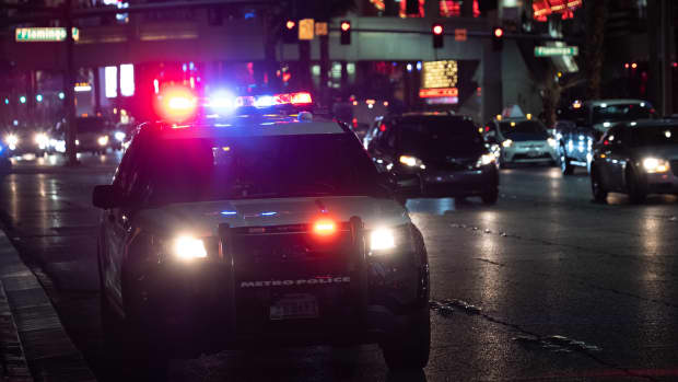 Police car at night.