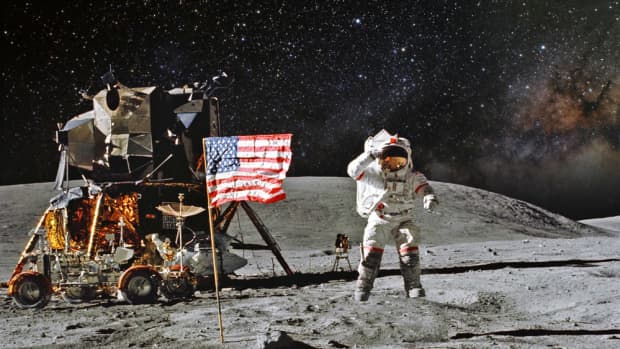 A doctored photo of the 1969 moon landing