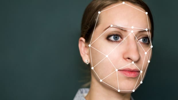 A woman’s face being mapped digitally for a deepfake