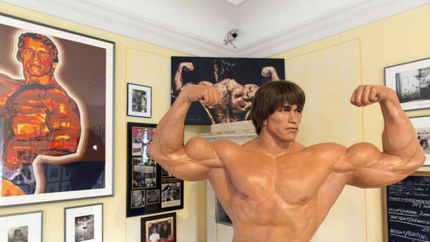 A young Arnold Schwarzenegger wax model