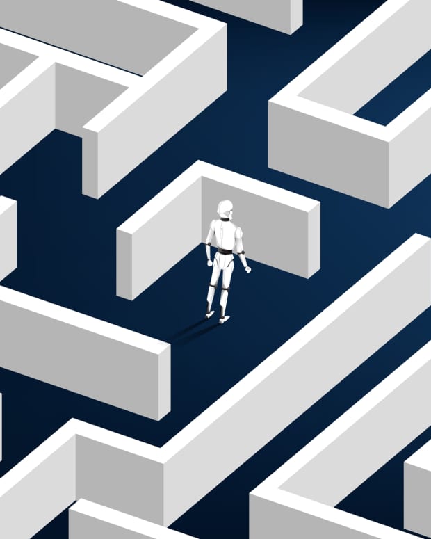 A robot navigating a complex maze.