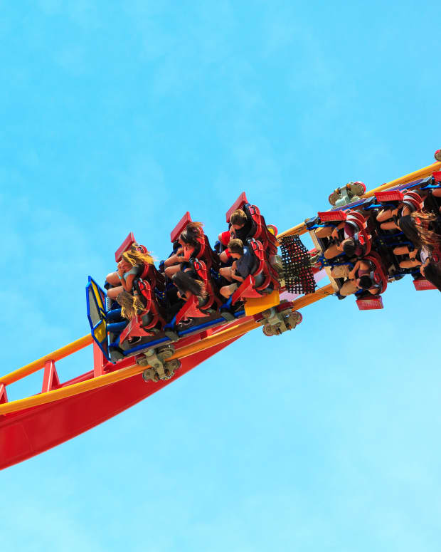 Twisting roller coaster.
