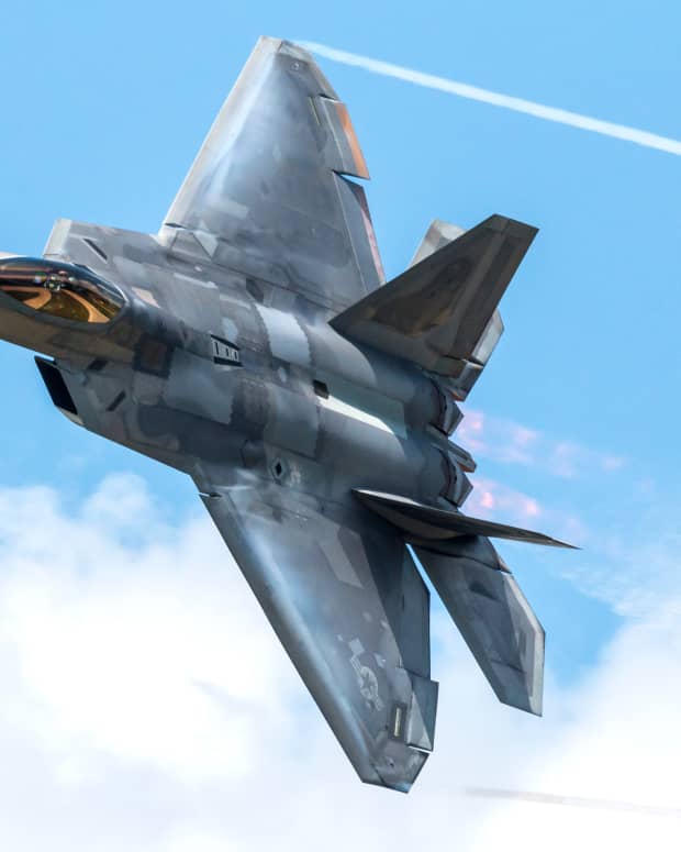 F-22 Raptor in the sky.