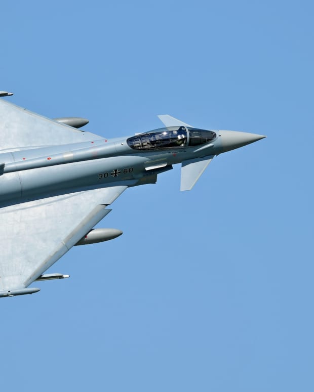 Eurofighter Typhoon in the sky.