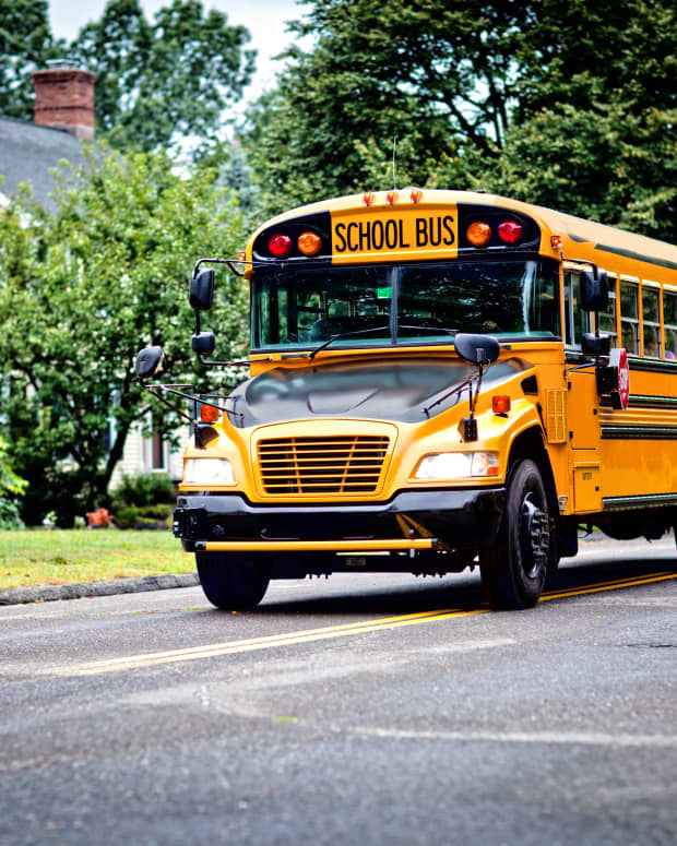School bus on road.