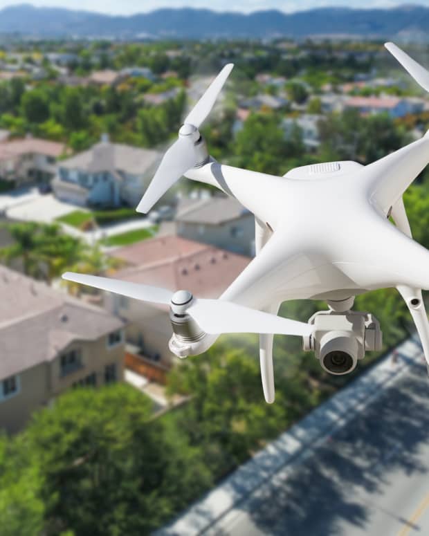 Drone over neighborhood.
