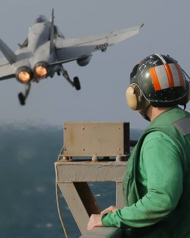 Aircraft carrier take-off from enlisted perspective.